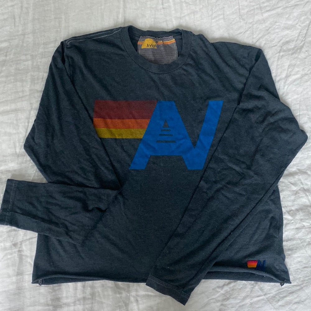 Aviator Nation - Logo Crop Boyfriend Long Sleeve Tshirt